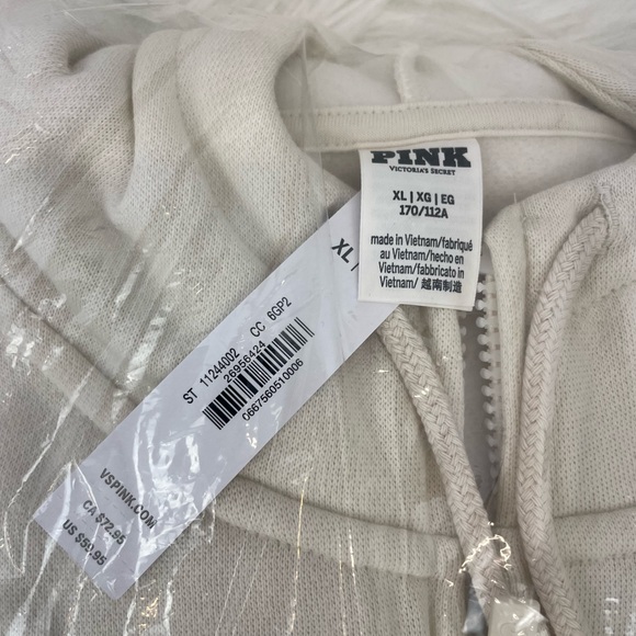 NWT Victoria's Secret PINK Ivy Fleece Campus Full Zip Hoodie, Extra Large (XL) - Picture 3 of 11